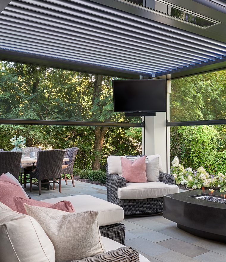 furniture on screen enclosed patio